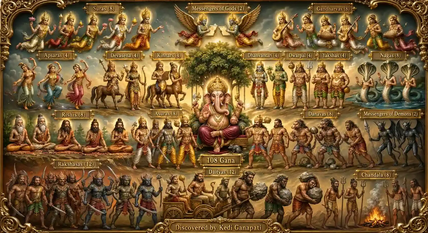 The Origin and Classification of the 108 Ganas